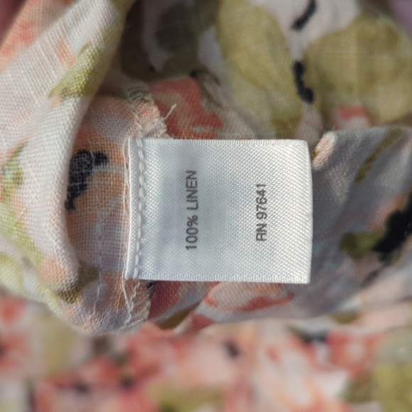 J Jill 100% Linen Watercolor Floral Dress w/ Button Hem, Pockets Women's Size S - Picture 4 of 6